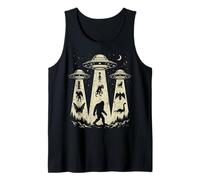 Vintage Cryptids UFO Encuentro Criaturas Bigfoot Loch Ness Camiseta sin Mangas