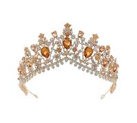 Vintage Crystal Crown Bridal Hair Accessories Elegant Queen Tiaras Diadem Girls Wedding Dress Headbands para Bodas(Rose Gold Peach)