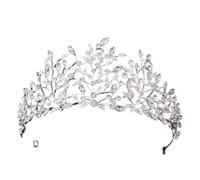 Vintage Crystal Crowns Rhinestone Princess Prom Diadem Women Bridal Wedding Hair Accessories Jewelry Headpiece(Light Yellow Gold Color)