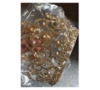 Vintage Crystal Pearl Big Tiara Crown Diadem Queen King Head Jewelry Tiaras nupc King Head Jewelry Tiaras nupciales Accesorios para el cabello de boda Adornos Tiara (Metal color : Champagne)