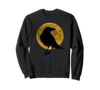 Vintage Cuervo Negro Cuervo Pájaro Silueta Luna Llena Cosecha Sudadera
