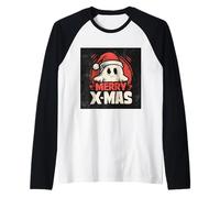 Vintage Cute Ghost Christmas Camiseta Manga Raglan