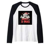Vintage Cute Ghost Christmas Camiseta Manga Raglan