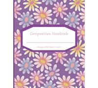 Vintage Daisy Composition Notebook: Wide Ruled, 110 Pages, Soft Yellow, Pink & Blue Flowers on Purple Background | Aesthetic Fall Journal for Students, Writers & Floral Lovers