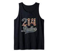 Vintage Dallas 214 - Código de área Patriot USA Bandera estadounidense Texas Camiseta sin Mangas