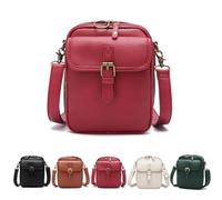 Vintage Damen Umhängetasche aus Leder,Retro Handy Crossbody Bag zum Umhängen,Geldbörsen,Klein Reisen Taschen Diebstahlsichere Tasche mit Breitem Schultergurt,3 fächern,10 Kartenenschlitz, rojo