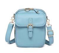 Vintage Damen Umhängetasche aus Leder,Retro Handy Crossbody Bag zum Umhängen,Geldbörsen,Klein Reisen Taschen Diebstahlsichere Tasche mit Breitem Schultergurt,3 fächern,10 Kartenenschlitz, azul claro
