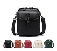 Vintage Damen Umhängetasche aus Leder,Retro Handy Crossbody Bag zum Umhängen,Geldbörsen,Klein Reisen Taschen Diebstahlsichere Tasche mit Breitem Schultergurt,3 fächern,10 Kartenenschlitz, Negro