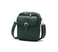 Vintage Damen Umhängetasche aus Leder,Retro Handy Crossbody Bag zum Umhängen,Geldbörsen,Klein Reisen Taschen Diebstahlsichere Tasche mit Breitem Schultergurt,3 fächern,10 Kartenenschlitz, verde oscuro