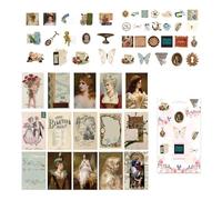 Vintage Decals for Crafting - Multipurpose Scrapbooking Decorative Stickers | 60PCS DIY Aesthetic Supplies, Colorful Decorations Card Making, Photo Album
