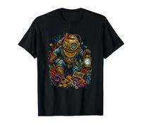 Vintage Deep Sea Diver Escena del Tesoro subacuático Camiseta