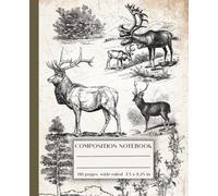 Vintage Deer Composition Notebook: Inspirational Nature-Themed Aesthetic Journal | 110 Wide Ruled Pages, 7.5 x 9.25 in, Ideal for School, Writing & Everyday Notes