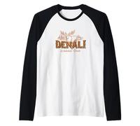 Vintage Denali National Park Alaska Senderismo Camping Souvenir Camiseta Manga Raglan