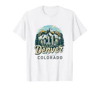 Vintage Denver Colorado Sunset Skyline Cityscape Retro Camiseta gráfica económica, Hombre, Blanco, XL