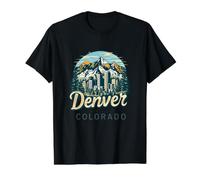 Vintage Denver Colorado Sunset Skyline Cityscape Retro Camiseta gráfica económica, Hombre, Negro, XL