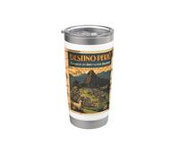 Vintage 'Destino Perú' Viaje Peruano Poster Diseño Vaso térmico de acero inoxidable de doble pared
