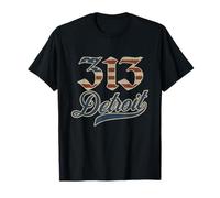 Vintage Detroit 313 Código de área bandera americana inglés antiguo D Camiseta