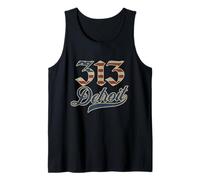 Vintage Detroit 313 Código de área bandera americana inglés antiguo D Camiseta sin Mangas