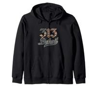 Vintage Detroit 313 Código de área bandera americana inglés antiguo D Sudadera con Capucha