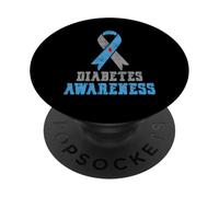 Vintage Diabetes Awareness Blue and Grey Ribbon PopSockets PopGrip Adhesivo