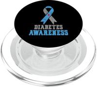 Vintage Diabetes Awareness Blue and Grey Ribbon PopSockets PopGrip para MagSafe