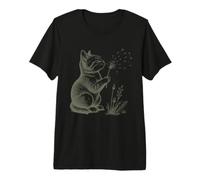 Vintage Diente De León Flor Gato Amantes Naturaleza Mujeres Gráfico Camiseta Premium