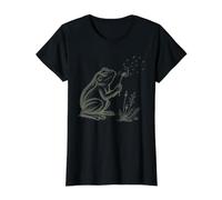 Vintage Diente De León Flor Rana Amante Naturaleza Hombres Mujeres Gráfico Camiseta gráfica económica, Mujer, Negro, S