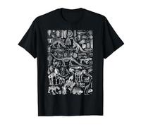 Vintage Dinosaurio fósiles T-Rex Paleontología Jurásico Periodo Camiseta gráfica económica, Hombre, Negro, S