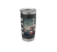 Vintage Distress JDM Drift Race Cars Tokio Street Racing Art Vaso térmico de acero inoxidable de doble pared