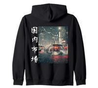 Vintage Distress JDM Drift Race Cars Tokyo Street (en la Parte Posterior) Sudadera con Capucha