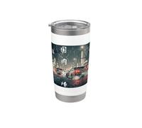 Vintage Distress JDM Legends Drift Racing Cars Tokio Street Vaso térmico de acero inoxidable de doble pared
