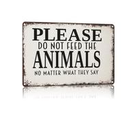 Vintage Do Not Feed Animals No Matter What Metal Sign 12x8 Inch