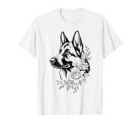 Vintage Dog Floral German Shorthaired Dog Tattoo Style Camiseta