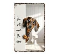 Vintage Dog Wall Art - Humorous Puppy Sign For Home Decor | Iron With Funny Bathroom Design, 8x12in Wall Picture For Living Room Bedroom Hotel Dorm Apartment Decoration