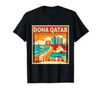 Vintage Doha Qatar Travel Souvenir Landmark Turista Regalo Camiseta