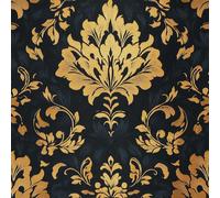 Vintage Dorado Flores Papel Pintado Autoadhesivo 0.45x10 m Fondo Negro Decorativo Muro Pegatina Impermeable Mate Papel Pared Grueso Fácil Limpiar Wallpaper para Dormitorio Salon Adhesivo Muebles