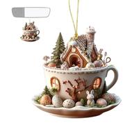 Vintage Easter Decoration, Egg Bunny House Ornament, Acrílico Llavero Charm with Landscape Design, Lightweight Decorative Pendant Accessory, Easter Ornament Retro Style, Seasonal Decor for Living Room