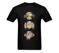 Vintage Eastern Philosophy Three Monkeys T-Shirt Black S