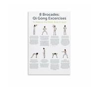 Vintage Eight Pieces of Brocade Poster Metal Tin Sign Chinese Exercise Chart Mind Body Practice Wall-Art for Tai Chi Studio (8 X 12 inch)