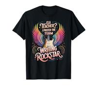 Vintage ELA Profesor ESCRITURA ROCKSTAR Unicorn Arts Camiseta