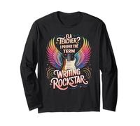 Vintage ELA Profesor ESCRITURA ROCKSTAR Unicorn Arts Manga Larga
