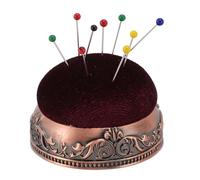 Vintage Elegante Alfiler Cojín Suave Elástico Retro Aguja Cojín Costura Acolchado Base de Metal Presente Entusiastas de la Costura (Base de bronce rojo Tipo rojo)