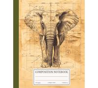 Vintage Elephant Composition Notebook College Ruled: Technical Drawing Blueprint Style **| 7.5x9.25 in **| 110 Pages **| Engineering Aesthetic ... Notebook for School, College, Work