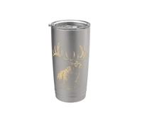 Vintage Elk Bosque Vida Silvestre Naturaleza Senderismo Rutas Vaso térmico de acero inoxidable de doble pared