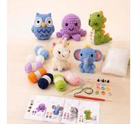 VINTAGE EMBROIDERY V.E. Juego de ganchillo de animales para principiantes, adultos, kit completo de ganchillo para 5 muñecas de animales, aprender a tejer, kit de manualidades con instrucciones y