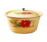 Vintage Enamel Pot -Vintages Enamel Simmer Pots, Enamel Pot Induction Cooktop| Cast Iron Enamel Cookware,vintage Enamel Ware Dishes with Lid Multifunctional for Ramen Rice Noodle Cereal,