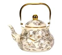 Vintage Enamel Tea Kettle,Thickened Enamel Teapot with Floral Design,Classic Floral Tea Kettles with Handle for Induction, Gas Stove, Home Kitchen Decor Gifts
