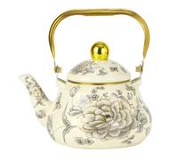 Vintage Enamel Tea Kettle,Thickened Enamel Teapot with Floral Design,Classic Floral Tea Kettles with Handle for Induction, Gas Stove, Home Kitchen Decor Gifts