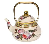 Vintage Enamel Tea Kettle,Thickened Enamel Teapot with Floral Design,Classic Floral Tea Kettles with Handle for Induction, Gas Stove, Home Kitchen Decor Gifts