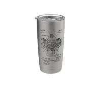 Vintage Engine Block Blueprint Diagram - Men's Car Graphic Vaso térmico de acero inoxidable de doble pared